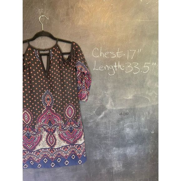 A. Byer Cold Shoulder Boho Dress size Medium - Picture 6 of 9